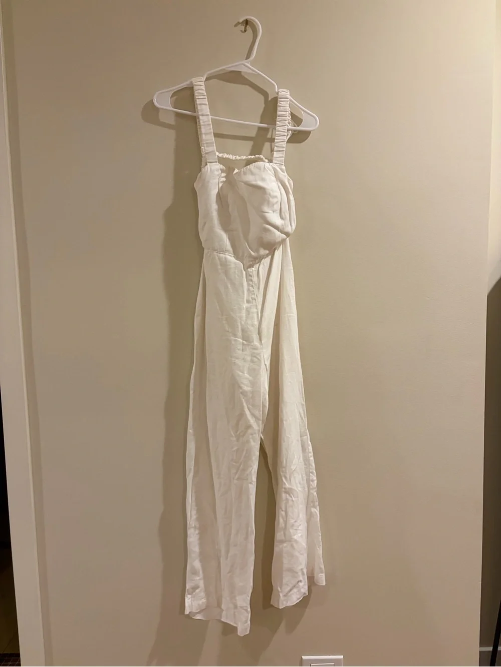 Reformation White Wide-Leg Linen Jumpsuit